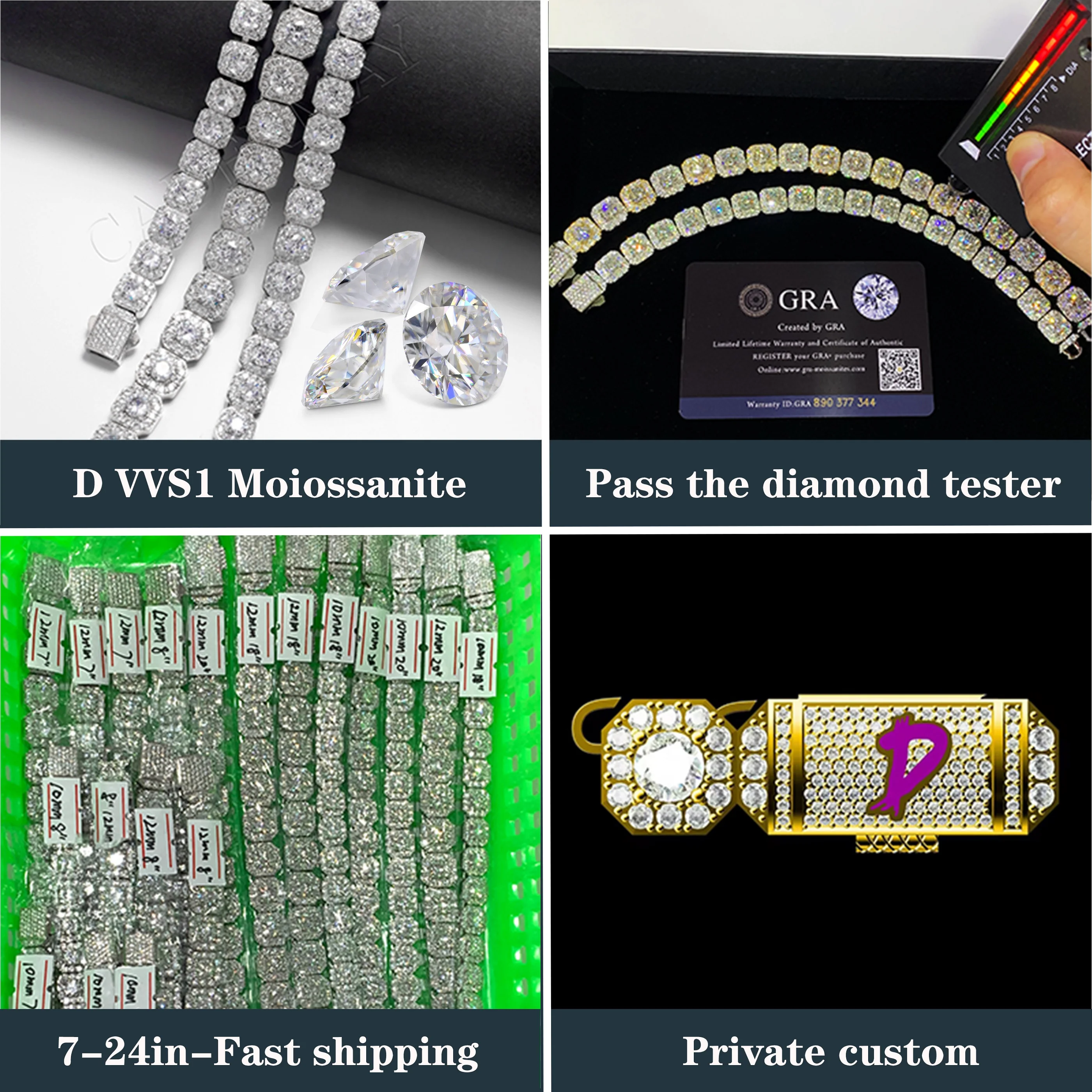 Cadermay Hip Hop Moissanite Bracelet cluster setting – Vexaro
