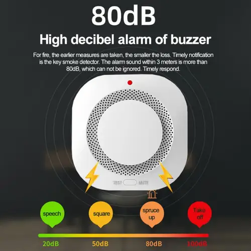 투야 지그비 와이파이 연기 감지기 센서, 80DB 경보 화재 스마트 연기 감지기 와이파이 화재 방지 홈 보안 경보 스마트 라이프 2