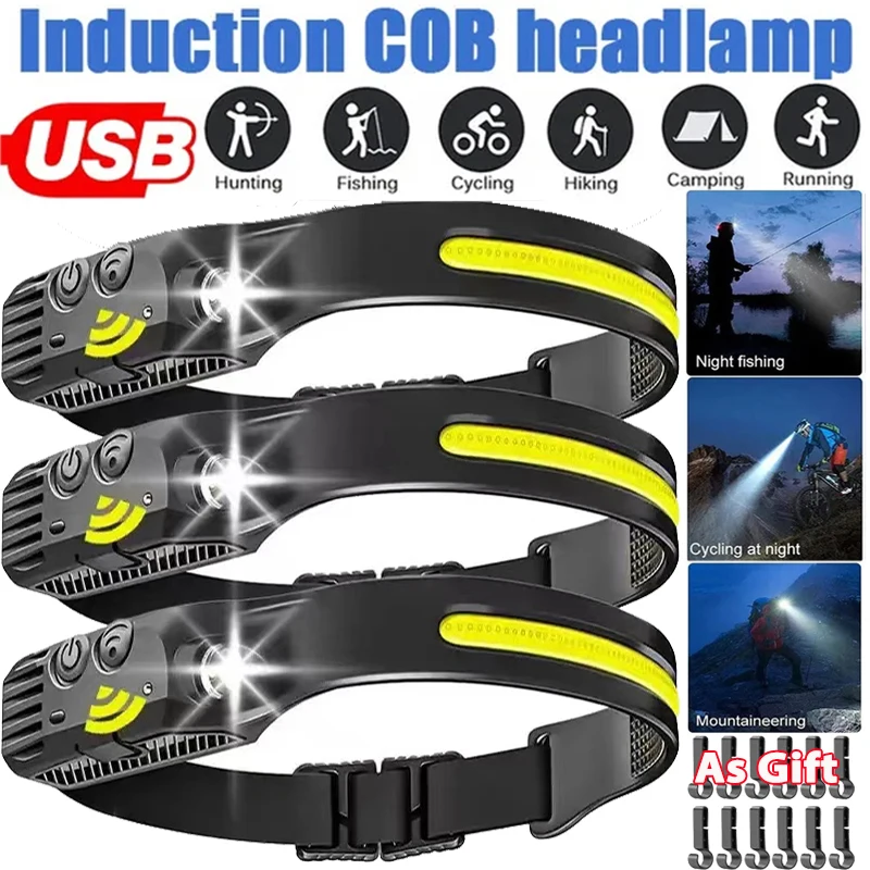 

Headlamp Rechargeable USB Super Bright Headlamp Flashlight Waterproof Headlights for Hunting Camping