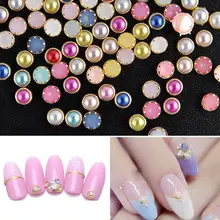  200pcs Bling DIY UV Gel Manicure Acrylic Rhinestones Nail Art Decoration 4mm Pearl 