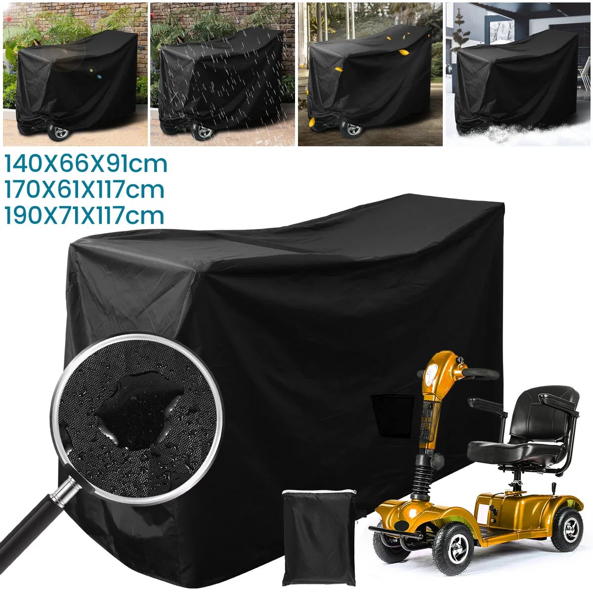Mobility Scooter Cover Waterproof Wheelchair Cover Heavy Duty 190D Motorcycle Storage Scooter Electric Chair