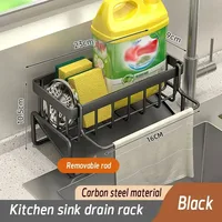 Étagère de cuisine multifonctionnelle en plastique, étagère de Drainage de rangement de chiffon, étagère à épices adhésive sans poinçon, égouttoir de robinet d'évier avec crochets 1 pièce 5