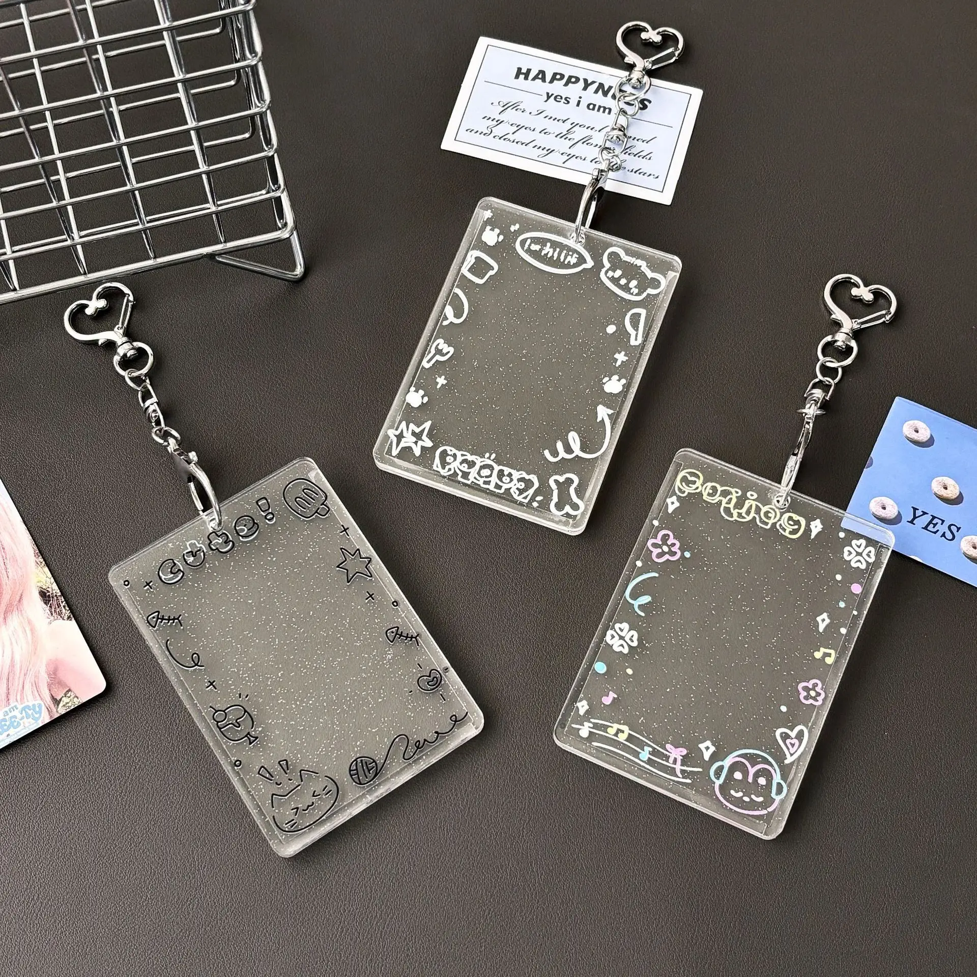Acrylic Cartoon Photocard Holder Keychain - Versatile ID and Card Holder