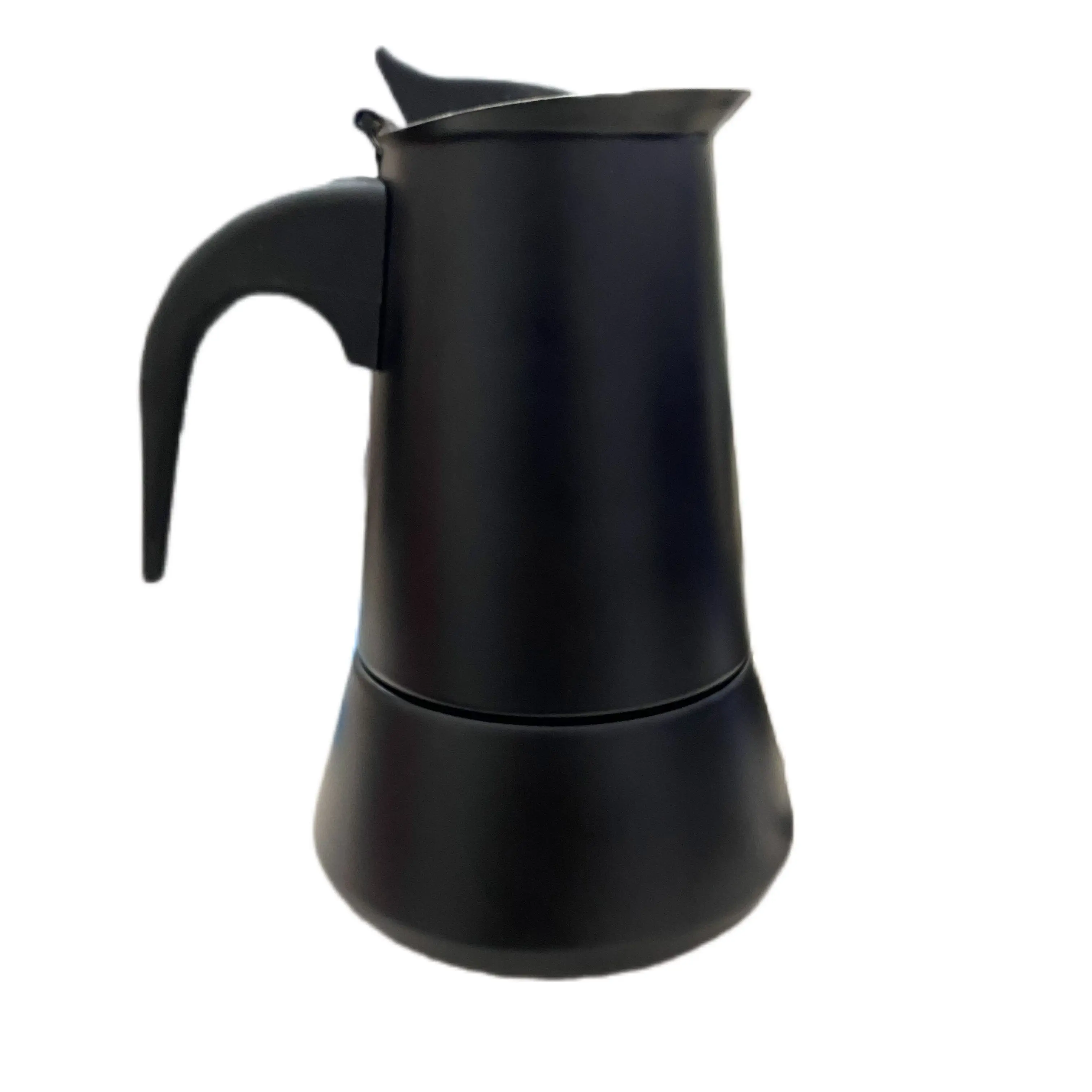 New Pure Black Moka pot induction cooker suitable coffee maker stainless steel coffee machine 6
