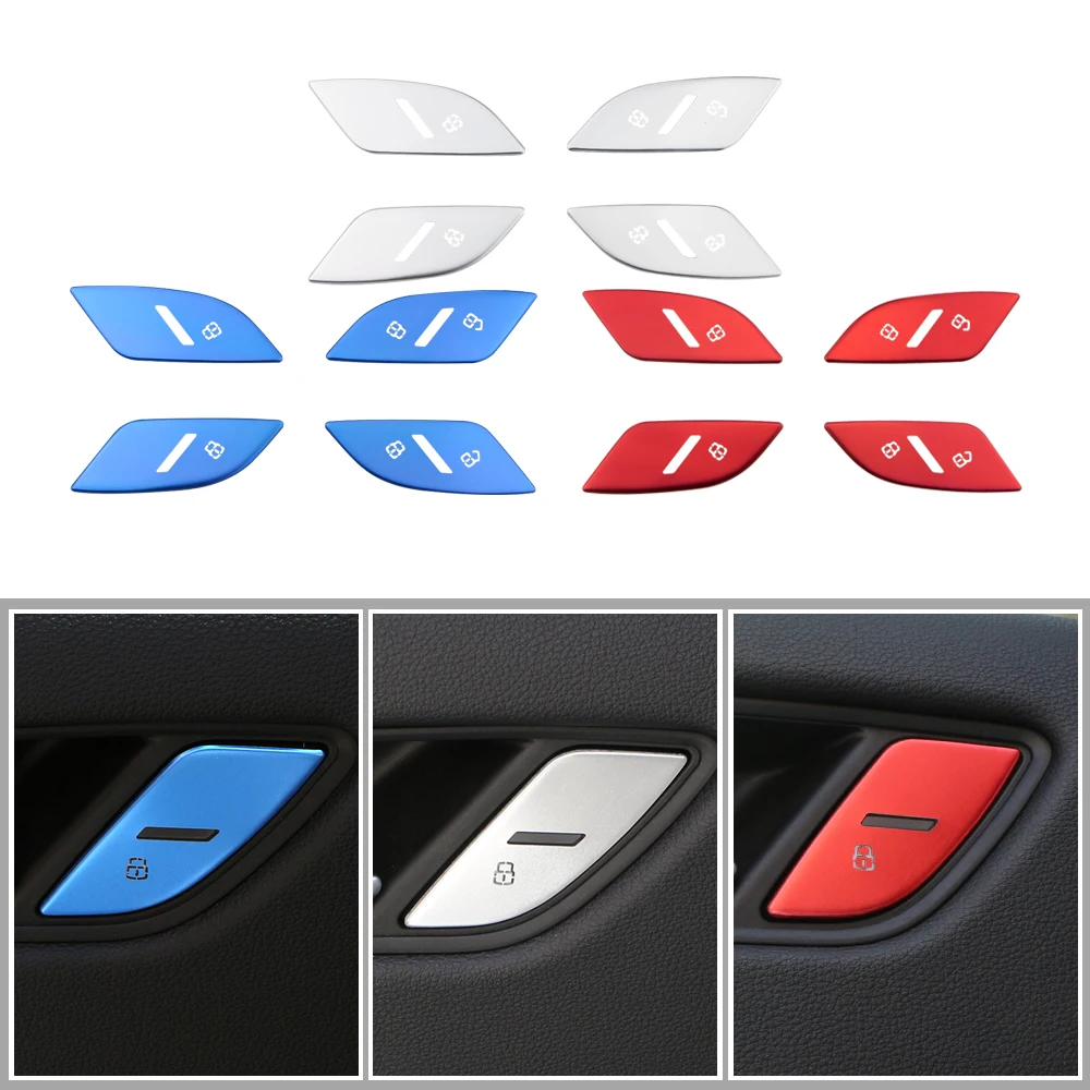 Door Lock Switch Button Cover Frame Trim Protector Stickers - 4 Piece Set