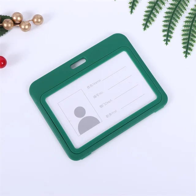 Cheap Transparent Credential Badge Holder Lanyard for Business Meeting Visiting Hang Pass Tag ID Card Candy Color Protector Case H-Green