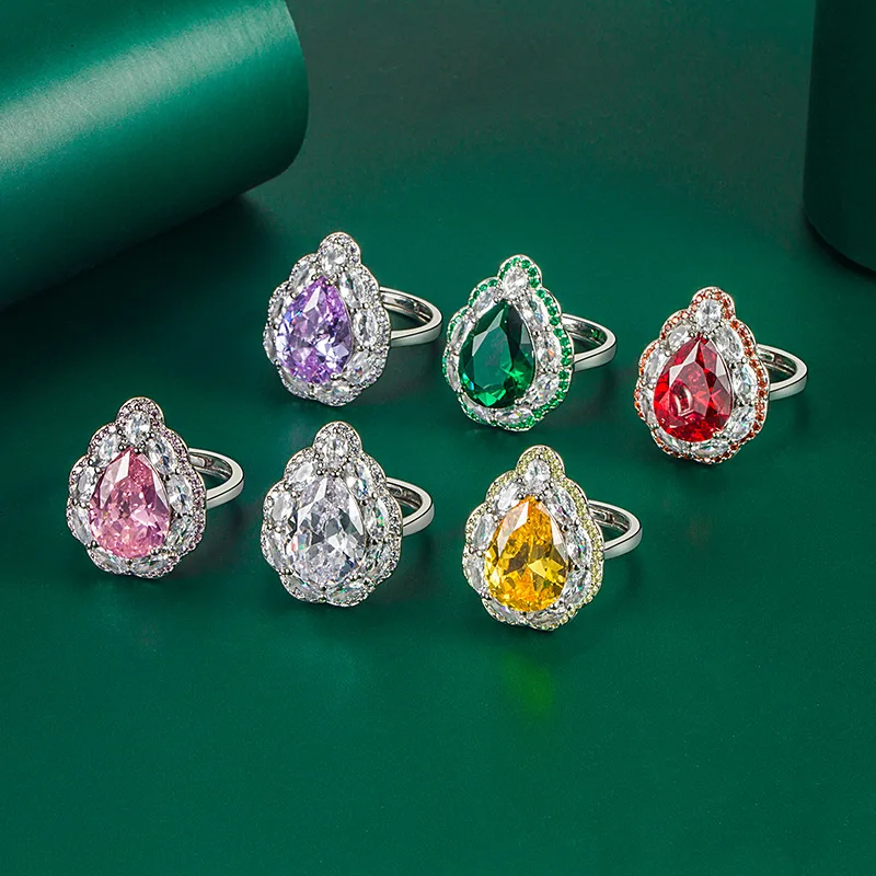 New Color Treasure Asche Yellow Diamond High Carbon Diamond Open Ring