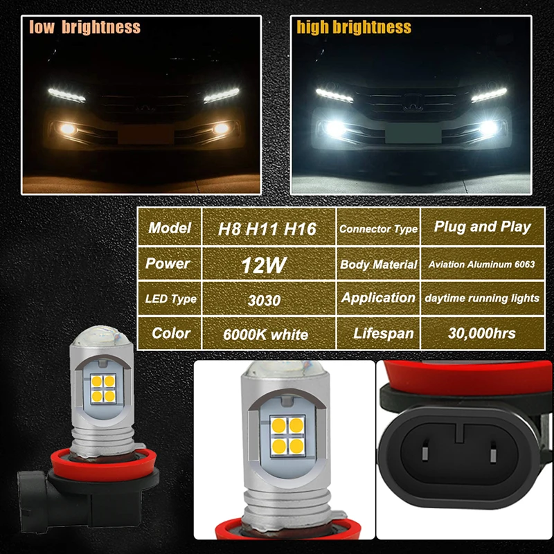 2pcs LED Fog Light Blub H8 H11 H16 Lamp Canbus For Subaru Forester