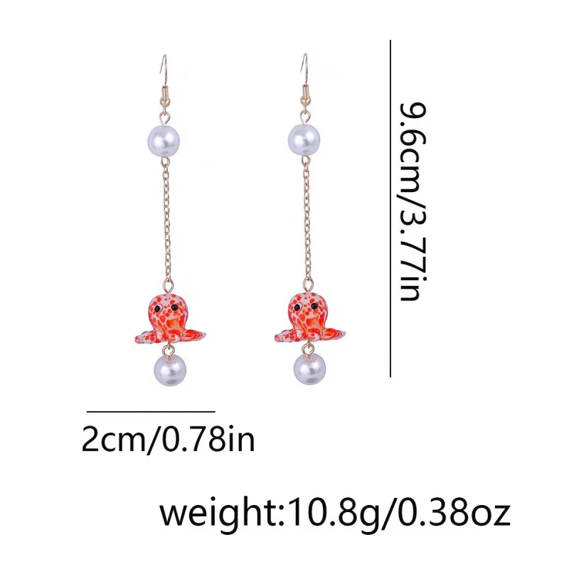 Cute Octopus Drop Earrings Marine Design Resin Copper Alloy Jewelry