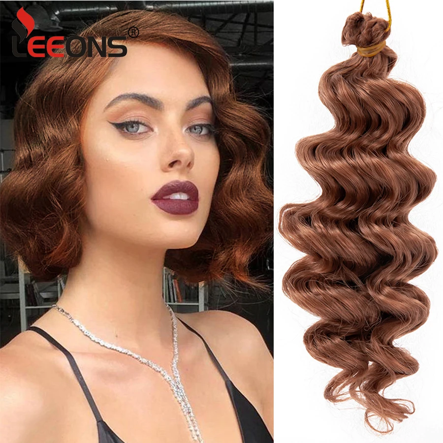 Leeons New 9 Pollici Sintetico Ocean Wave Crochet Hair Extensions Freetress Deep Curly Short Bob Intrecciare I Capelli Treccia Ondulata Afro Curls