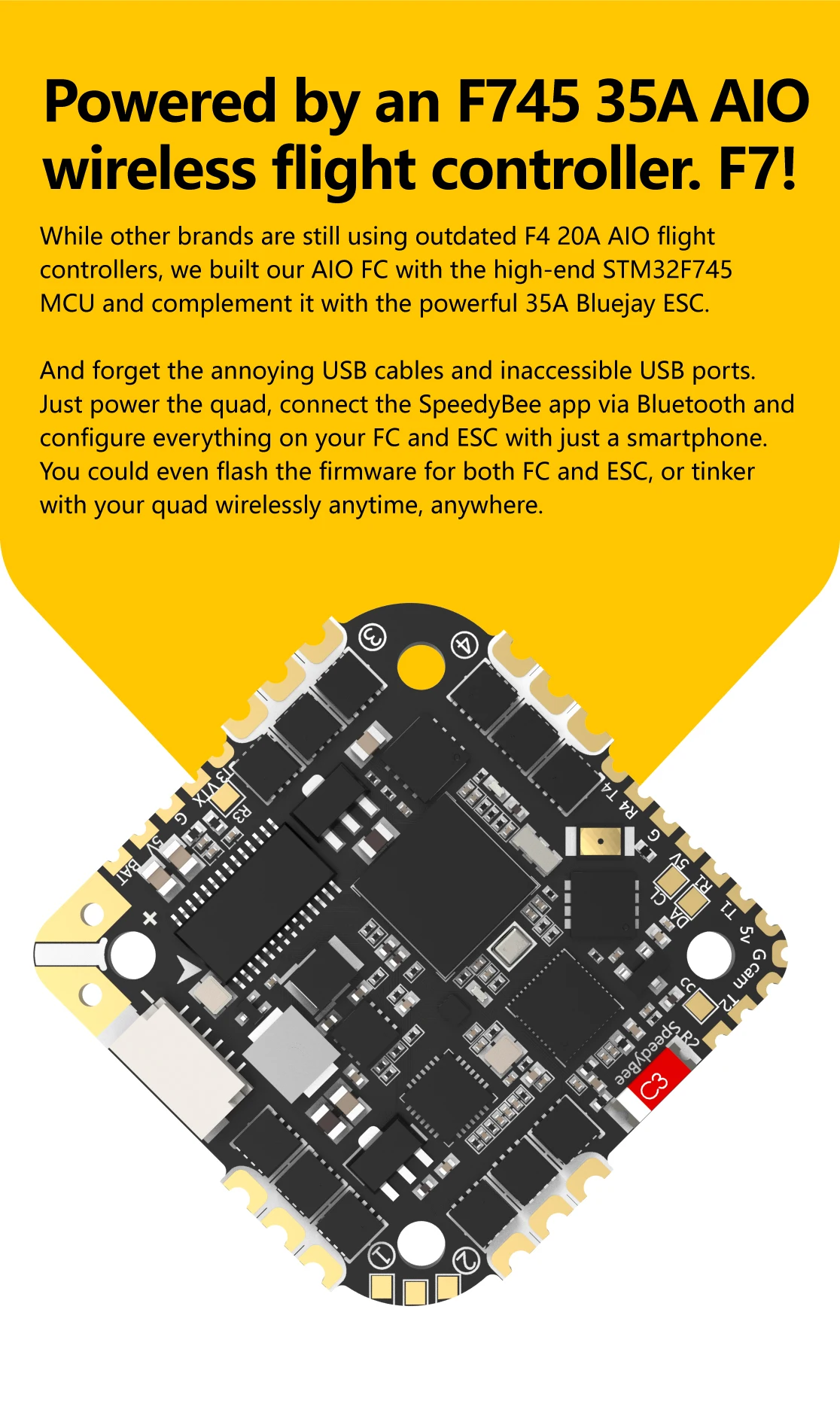 SpeedyBee F745 35A Freestyle FPV, Powered by an F735 35A wireless flight controller . powered by the high-