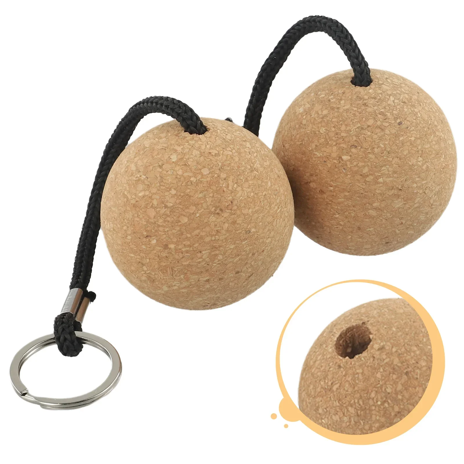 Porte-clés flottant boule liège 50mm - 2 pièces pour bateau kayak pêche - Léger et flottant