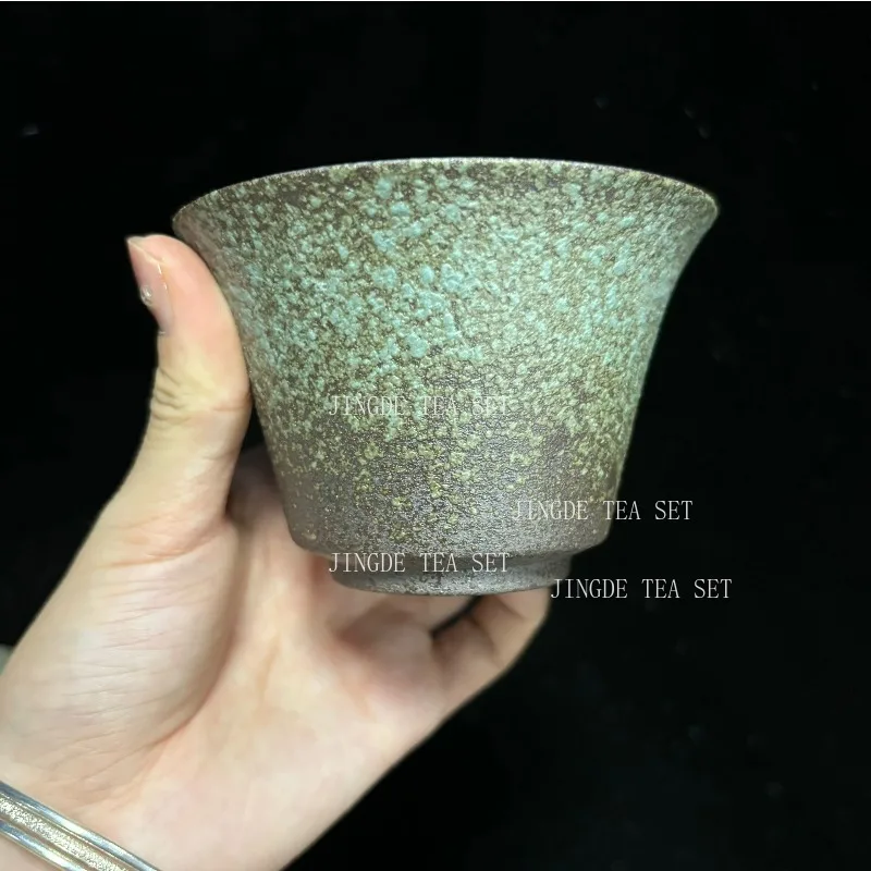 180ML Retro Coarse Pottery Three Gaiwan Household Kiln Change Ceramic Teacup Portable Beauty Tea Bowl Custom Traditional Tea Set