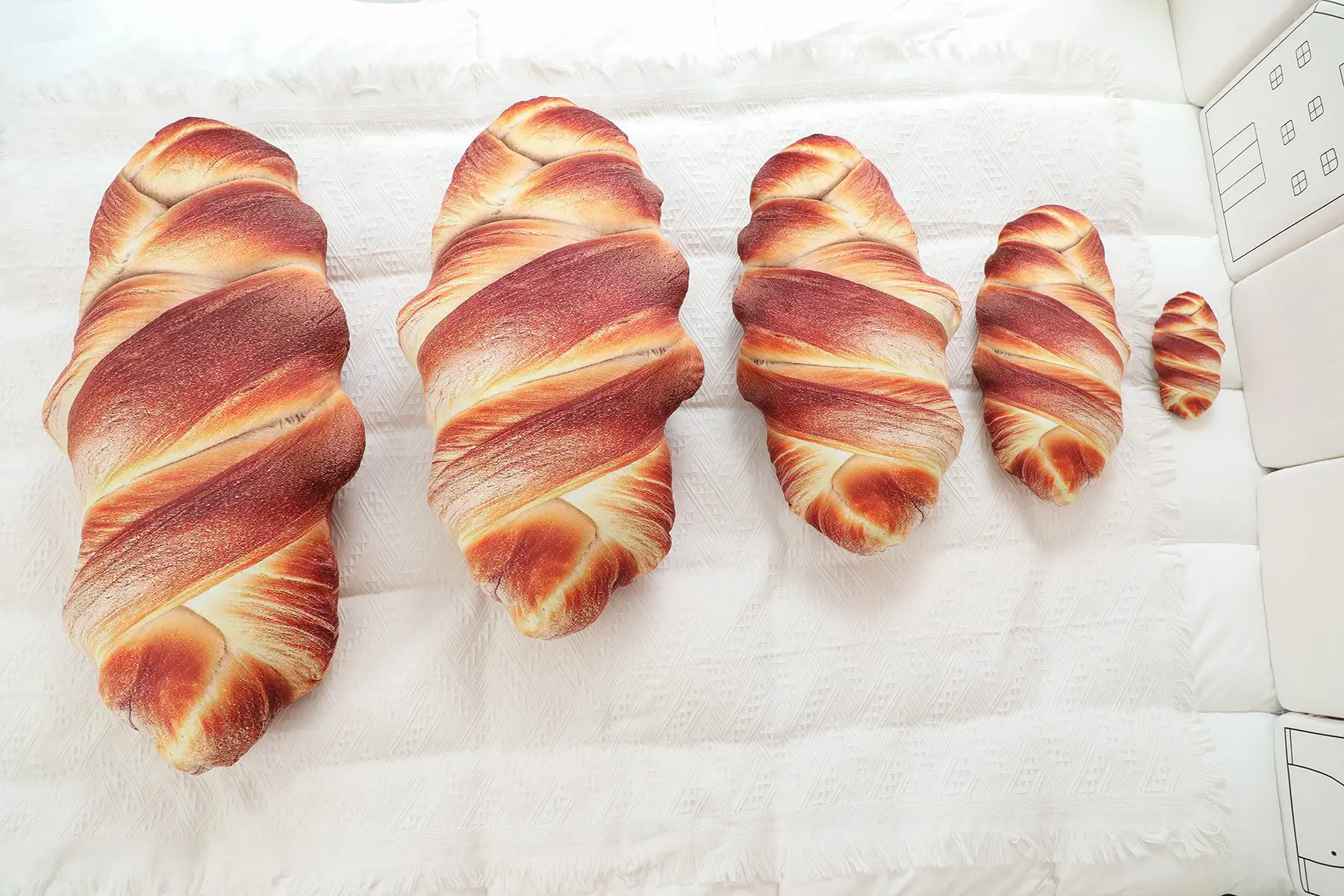 Long French Baguette Food Pillow Plush Stuffed Caramel Cream Butter Twist Bread Plushie Bolster Sleeping Companion Men Gift 5