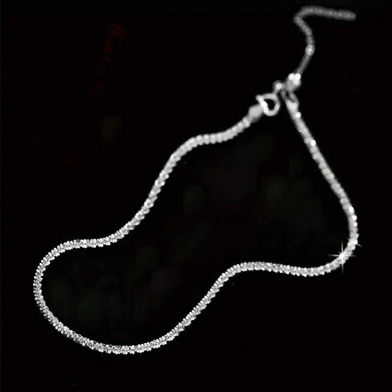 Silver Anklets 925 Sterling Silver Snake Chain Anklets Women Summer Shiny Creative Fine Jewelry Fashion Exquisite Feet Accessories