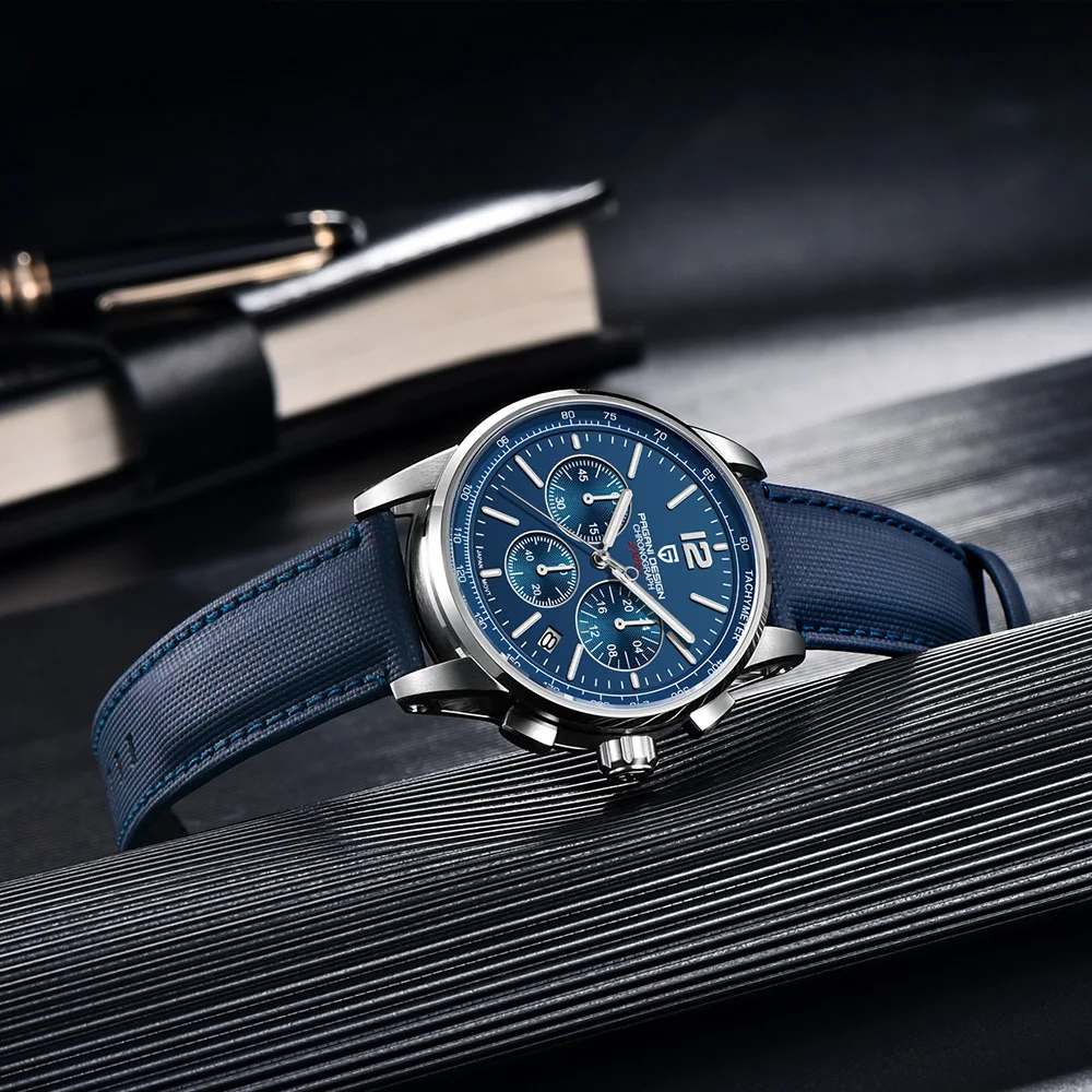 Pagani Design Orologio Uomo Cronografo PD-1781: Movimento Giapponese VK63, Vetro Zaffiro, Cinturino In Pelle, Impermeabile 100M