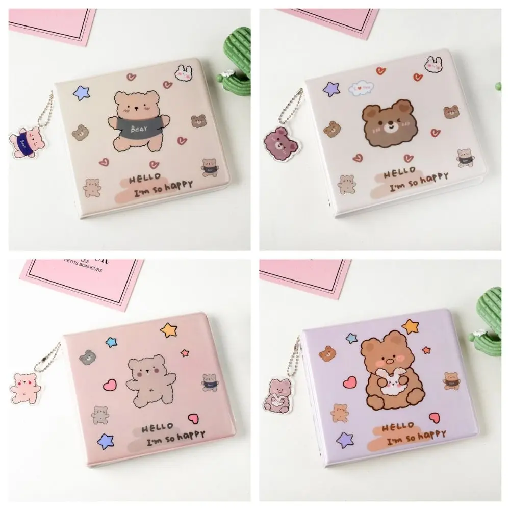 곰 포토 카드 거치대 투명 내부 페이지 카드 필름, 곰 사진 앨범, 아이돌 카드 수집, 게임 카드 보호대, 10 장