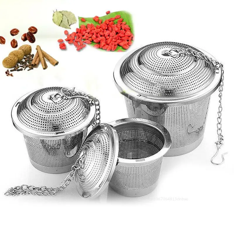 304 Stainless Steel Tea Infusers with Chain Herbal Tea Leaves Spice Locking Mesh Ball Strainer Filter Kitchen Accessories