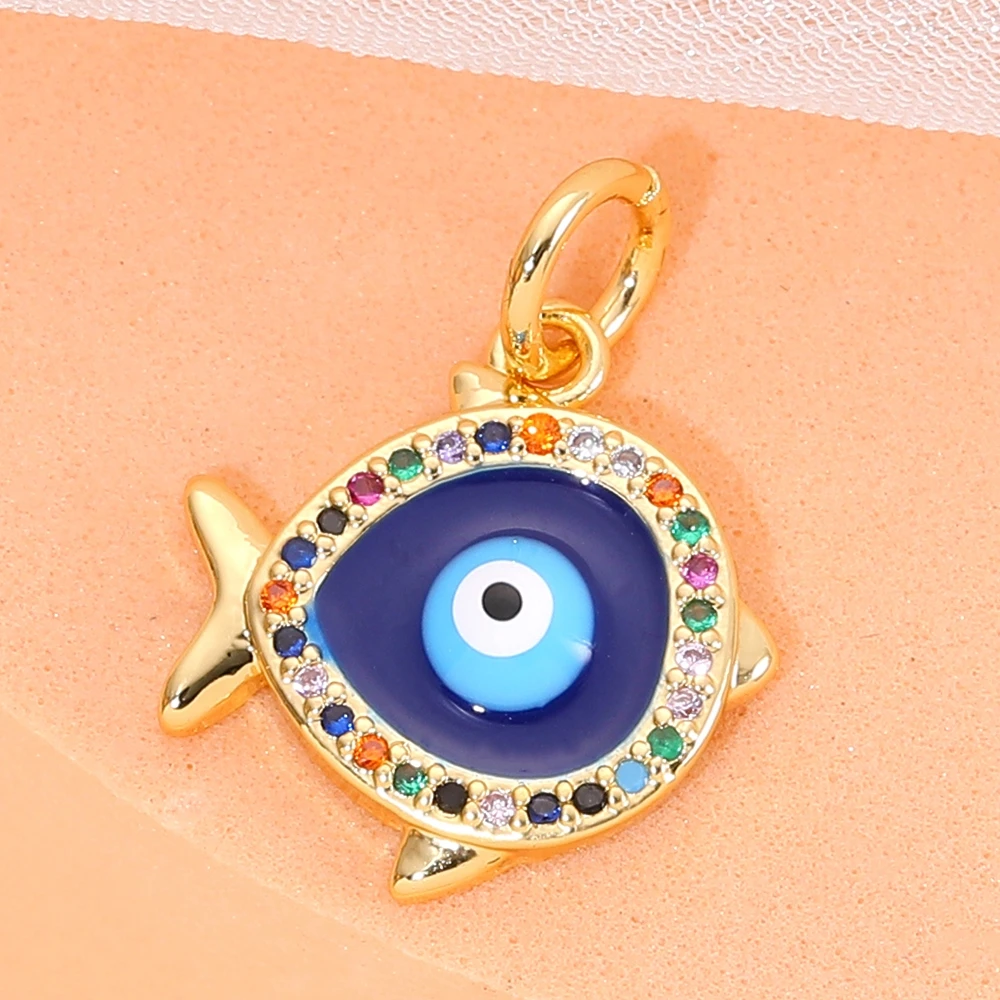 Juya DIY 18K echtes Gold vergoldet Handwerk Schmetterling Liebe Herz Mond Stern böser Blick Zitrone Eule Bär Emaille Charms Anhänger Zubehör – Detail 7