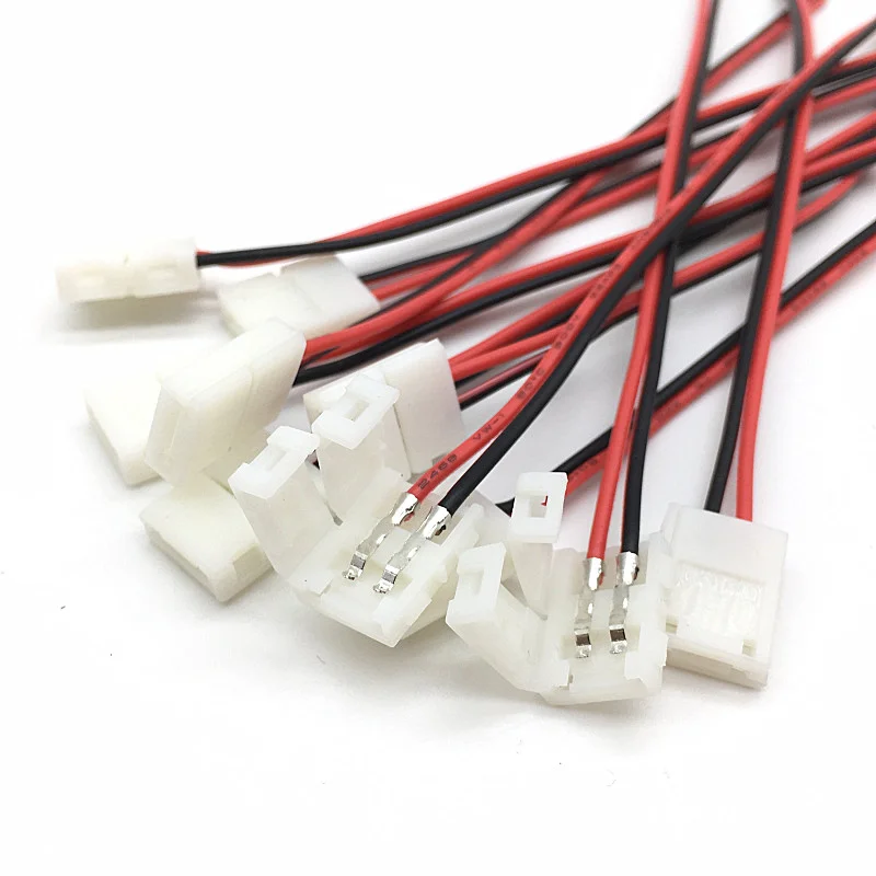 10/20Pcs Lot Geen Solderen 2 Pin Led Strip Connectors 8 Mm 10 Mm Power Draad Connector Voor 2835/5050 Led Strip Draad Pcb Lint