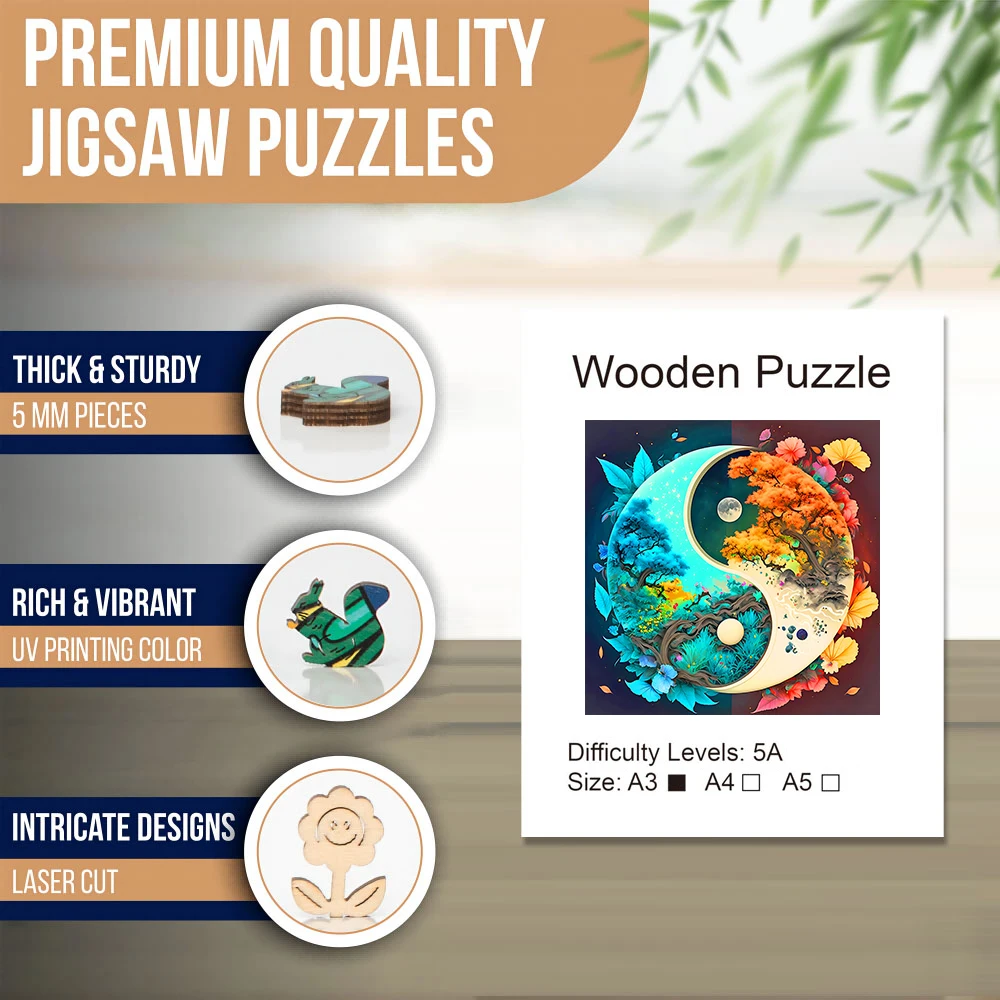 Yin-Yang Tree Wooden Puzzle High Difficulty Toys Puzzle Concentration Training Hallowee Christma Birthday Holiday Gifts