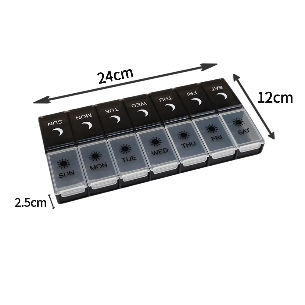 Deluxe Double-Daily Large Capacity Pill Organizer with 14 Compartments for Vitamins and Supplements