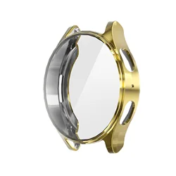 Durable Silicone Protective Watch Case with TPU Screen Protector for Galaxy Watch 6 40mm (Golden)