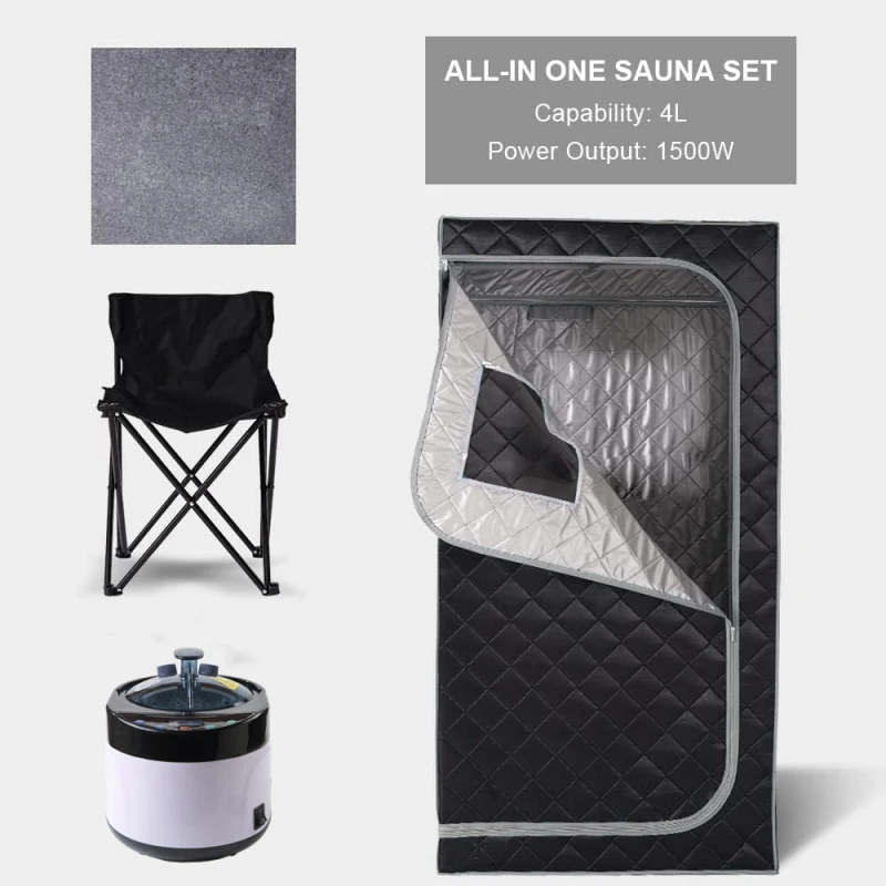 4L Portable Home Steam Sauna Full Size Personal Sauna Spa Box Single Saunas with Steamer 4L 1500W Steam Generator Remote Control 3