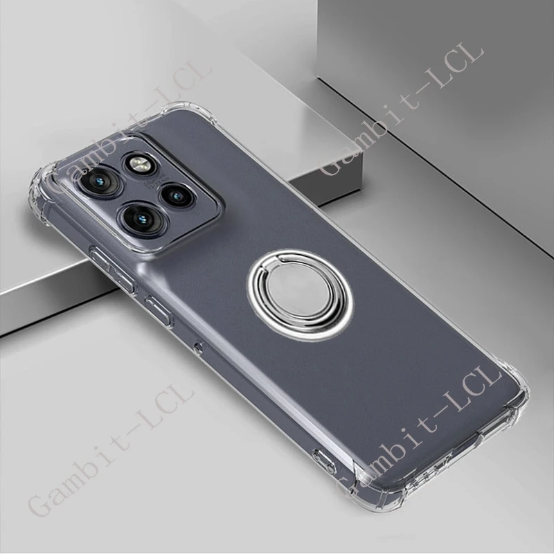 Shockproof Soft Silicone TPU Phone Case with Back Ring Holder Bracket - Original Design