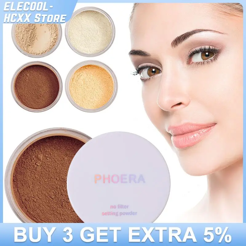 PHOERA 4 Color Matte Oil Control Loose Face Powder Facial Whitening Brighten Skin Concealer Repair Makeup