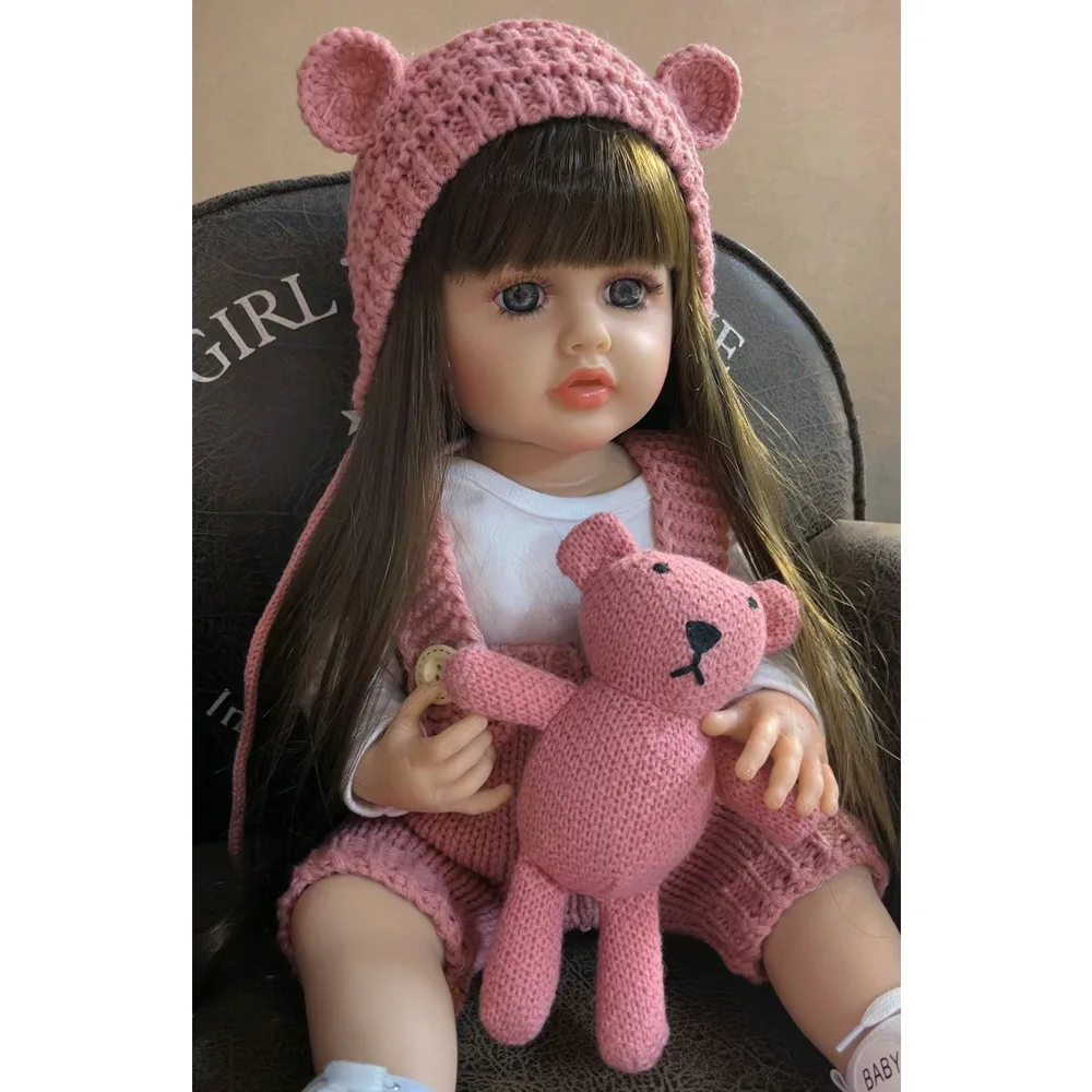 55 CM 22 Inch Reborn Dolls Realistic Full Silicone Baby Bebe Newborn Girl Doll Princess Toddler mini dolls Toy Gift baby monitor 2 inch bebe baba electronic babysitter radio video nanny camera night vision temperature monitoring 8 lullaby pm030