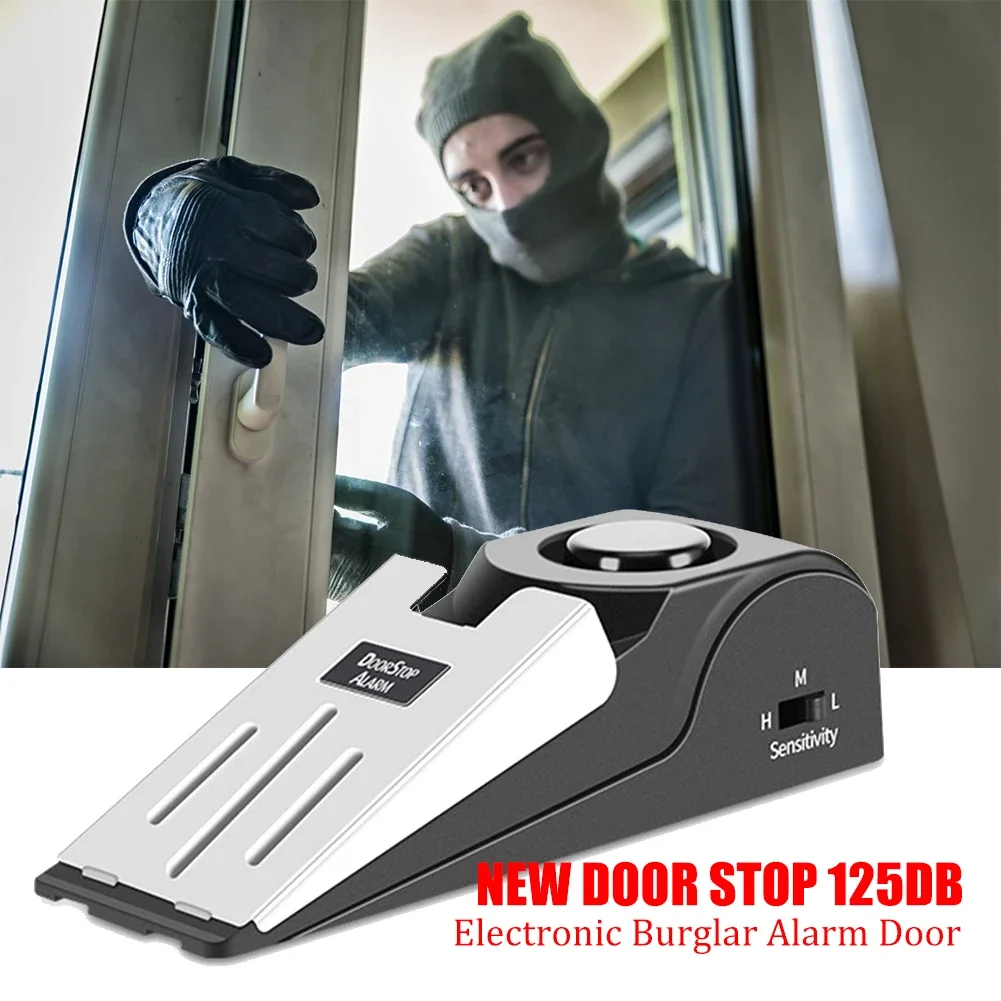 

Safe Security Detection Wedge Door Stop Alarm Block Blocking System For Home Dormitory Safety 125DB Anti Theft Burglar Alert