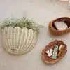 Scalloped Wicker Baskets For Wall Natural Woven Rattan Organizer Scalloped Home Decor Storage For Living Room Study Nursery 3