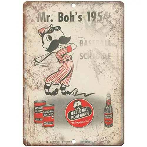 

National Bohemian Beer Mr. Boh's Vintage Ad Retro Look Wall Poster Tin Sign Vintage BBQ Restaurant Dinner Room Cafe Shop Decor