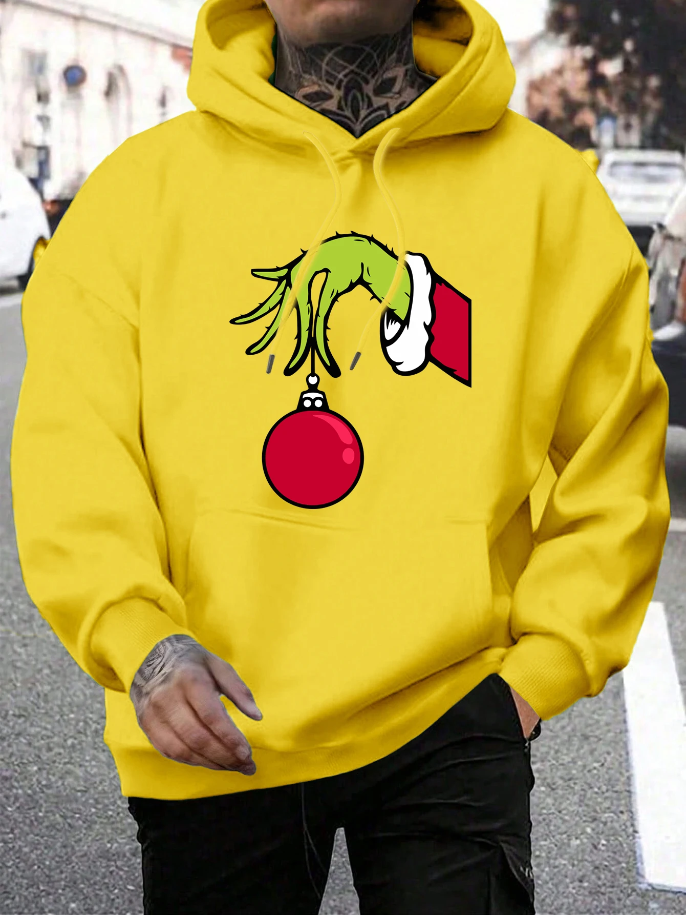 Grünhaarige Monster erhalten Weihnachtsgeschenke Hoodie Mann Grinch Hoodies warme Fleece Pelz-Liner Männer Hoody Casual Pullover – Detail 16