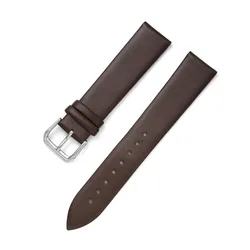 Ultra Thin Leather Watch Strap - Soft, Plain, and Waterproof Band - 19mm (Dark Brown)
