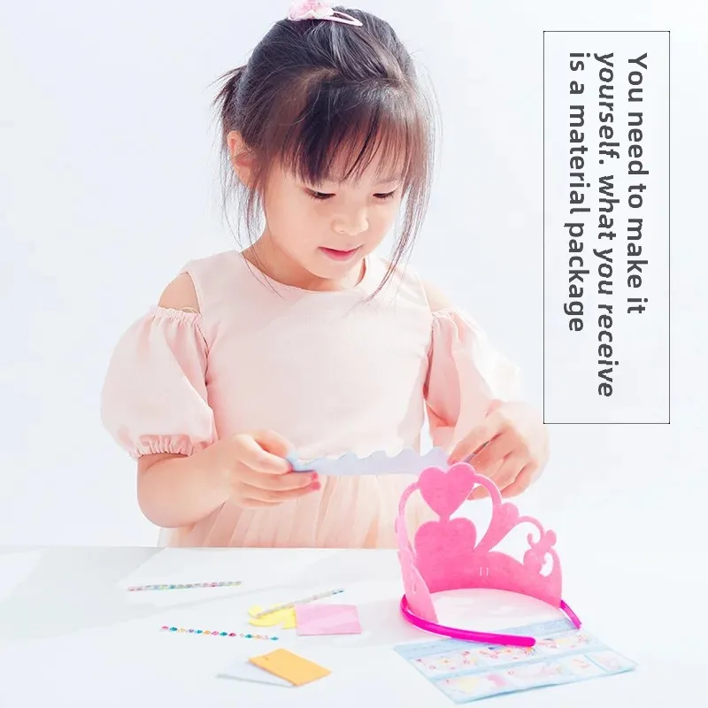 Creative DIY Children's Birthday Party Hat And Crown Accessories Kit Non-Woven Royalty Craft Material For Preschool Crafts