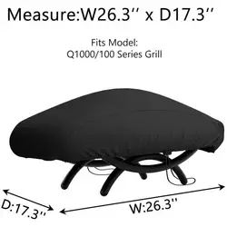 Durable Waterproof Black BBQ Grill Cover with Drawstring (Black)