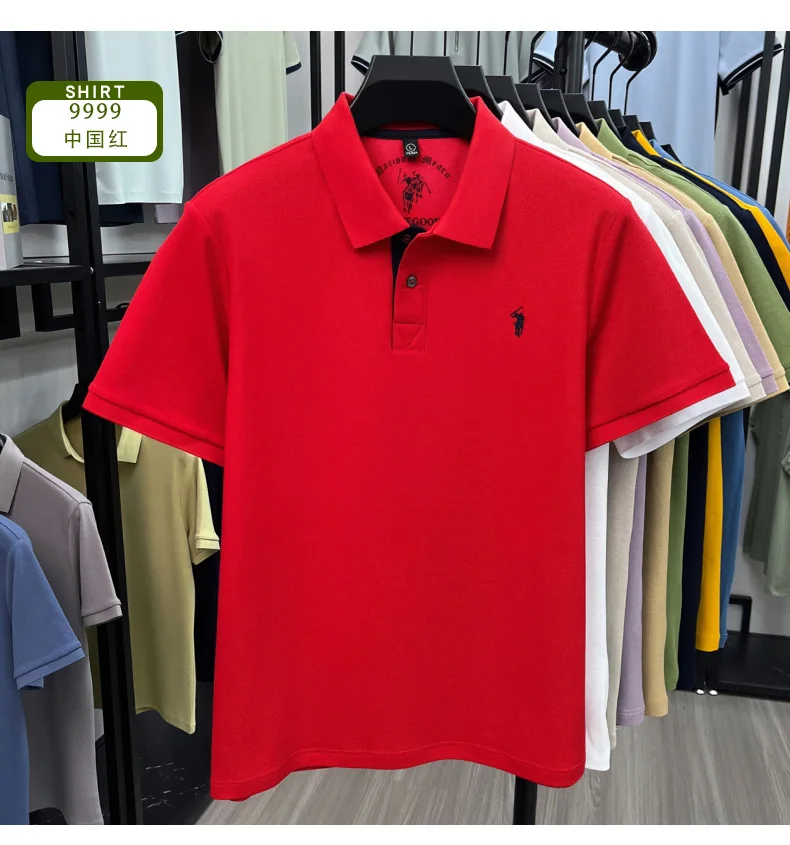 100% Baumwolle Kurzarm Herren-Poloshirt Luxus-Modemarke Hochwertige Pony-Stickerei Sommer-Komfort Neue Mode Paul T-Shirt – Detail 13
