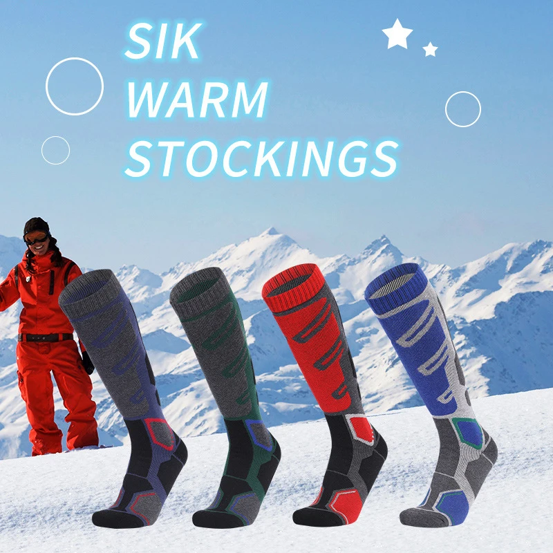 Ski Socks Professional Men Merino Wool Outdoor Sports Thickened Terry Keep Warm Knee High Long Skiing Snowboard Hiking