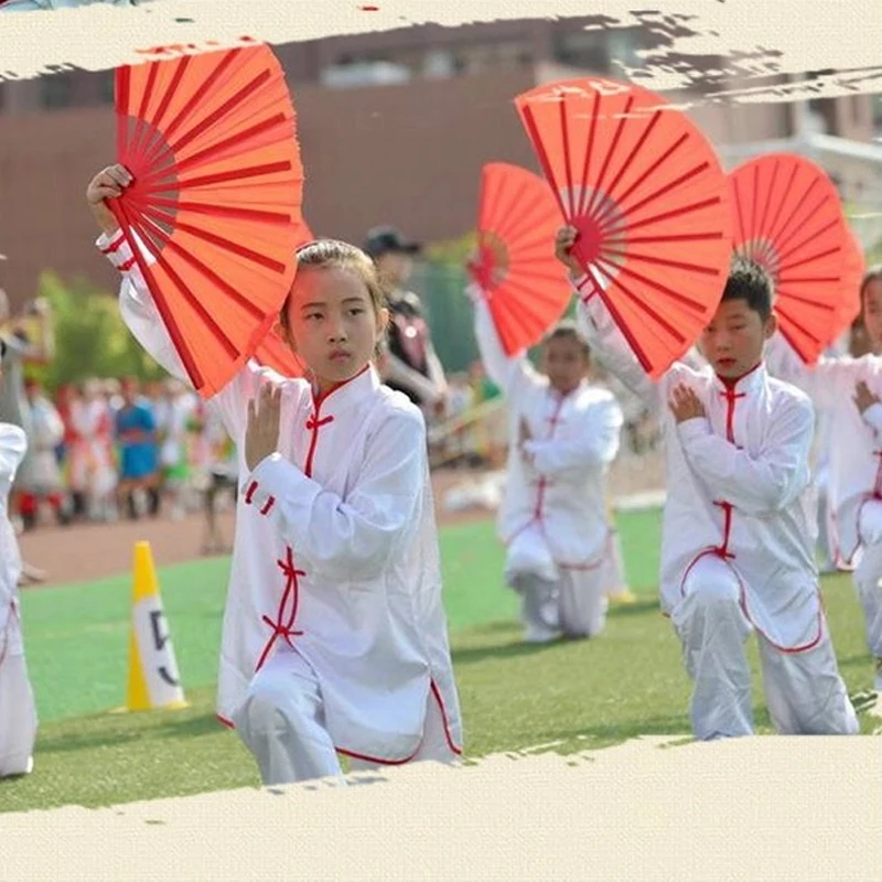 8 inch Martial Arts Performance Fan Dance Wushu Chinese Kung Fu Fan Taiji / Taichi Practice Performance Red Martial Arts Fans