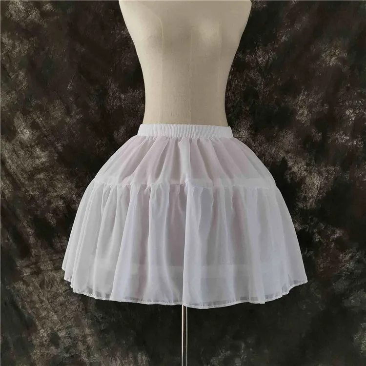 Short Chiffon Lolita Cosplay Crinoline Petticoats Pleated Mini Layer Adjustable Tutu Underskirt