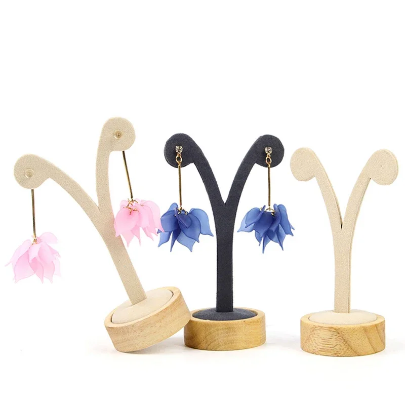 Wooden Jewelry Dangle Earrings Hook Ear Studs Rings Display Holder Organizer Ornament Eardrop Storage Rack Stand Hnager Showcase