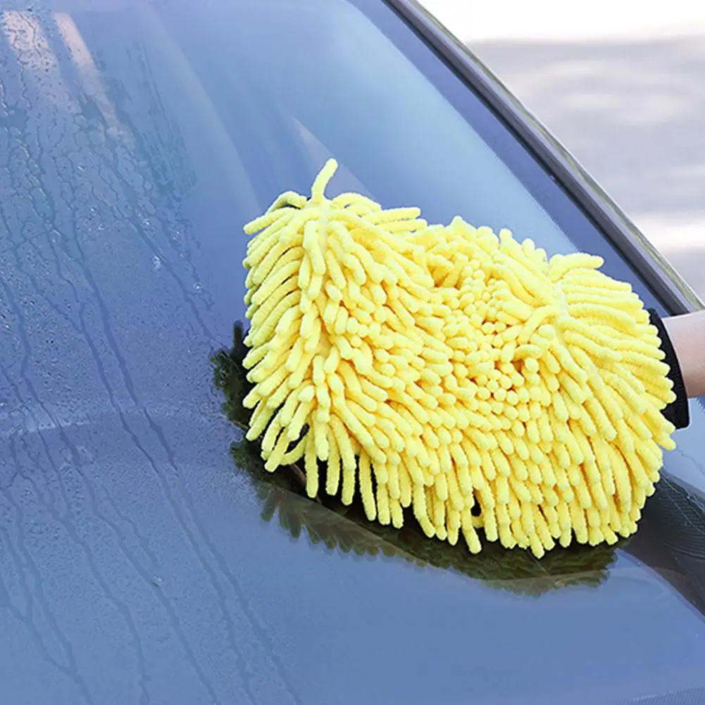 Large Microfiber Car Wash Mitt Waterproof Chenille Gloves Thick Car Cleaning Mitt Wax Detailing Auto Care Double-faced Glove