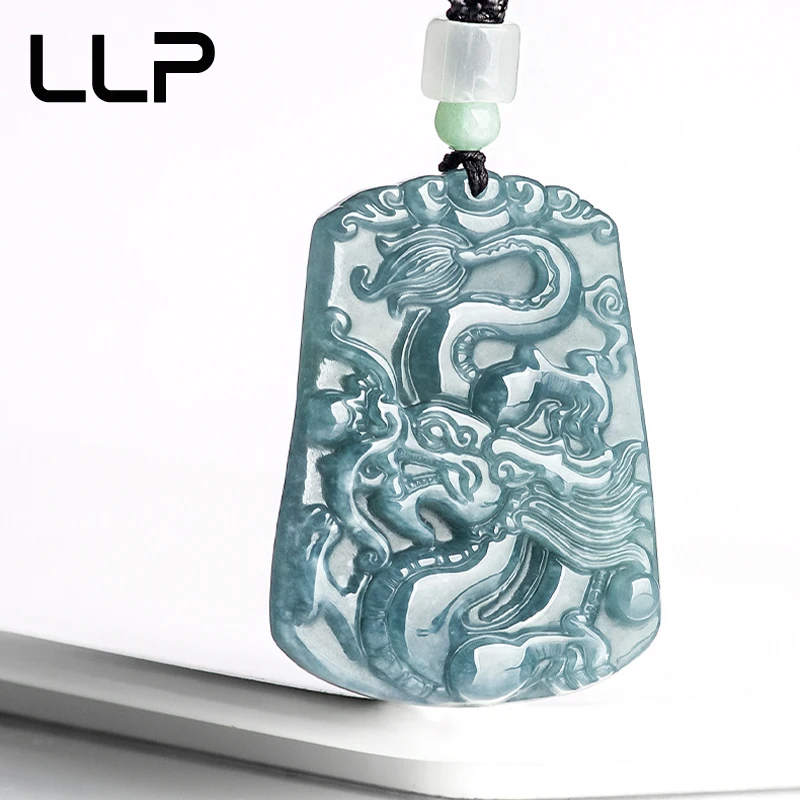 Natural Blue Water Jade Dragon Pendant Fashion High Jewelry Men And Women Luxury Holiday Gifts