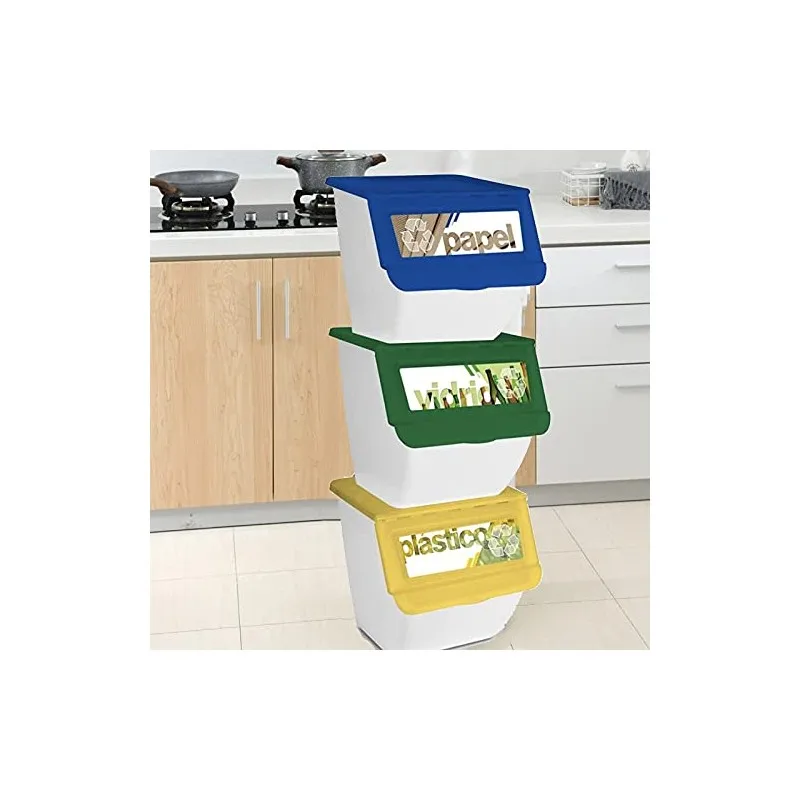 Pack de 3 cubos de reciclaje apilables (22L) - ALDI » Chollometro