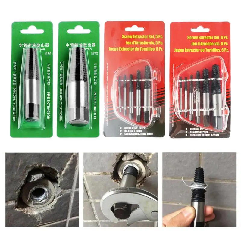 Screw Remover And Extractor Metal Drill Bit Set Damaged Screws Remover Water Pipe Broken Bolt Screws Remover Bolt Removal Tool 4 6 faucet valve screw extractor set double head tap pipe remover damaged wire water pipe bolt broken screw removal tool