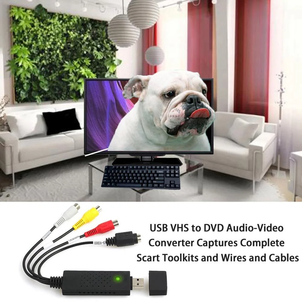 Video Capture Card Video Converter VHS Tape Converter Video card USB2.0 VHS To DVD Converter Convert Analog Video To Digital Format Audio game VHS Record Capture Card