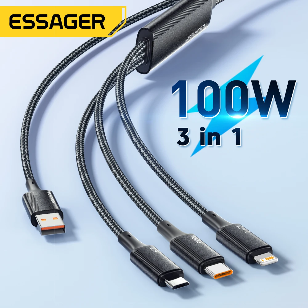 כבל טעינה מפוצל עם תמיכה בעד 100W