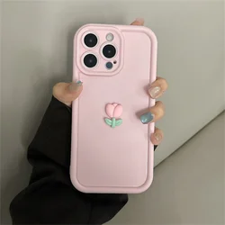 Silicone Shockproof Phone Case with 3D Tulip Flower Design - iPhone 12 (1)